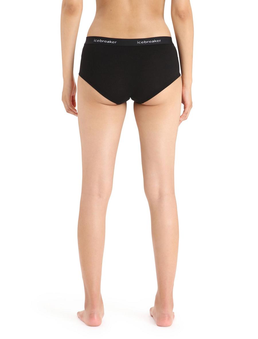 Black Icebreaker Merino Sprite Hot Pants Women's Underwear | AU 1708BEXC